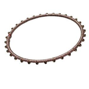 Retro Pink Thread Gold Beaded Bangle Bracelet 80s 90s Fashion Jewelry Women